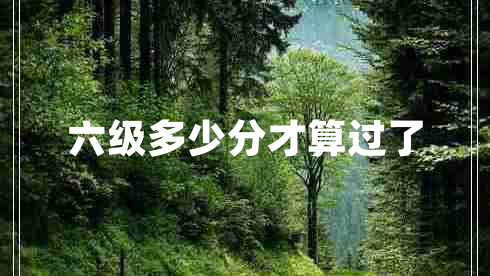六級多少分才算過(guò)了