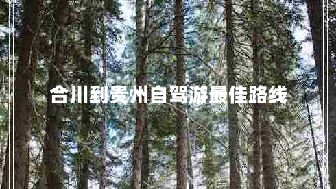 合川到貴州自駕游最佳路線(xiàn)