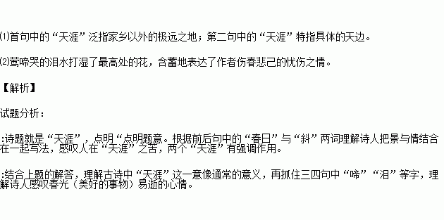 含有天涯的古詩(shī)句