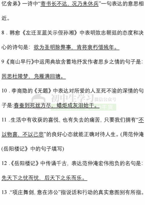 中考古詩(shī)句默寫(xiě)