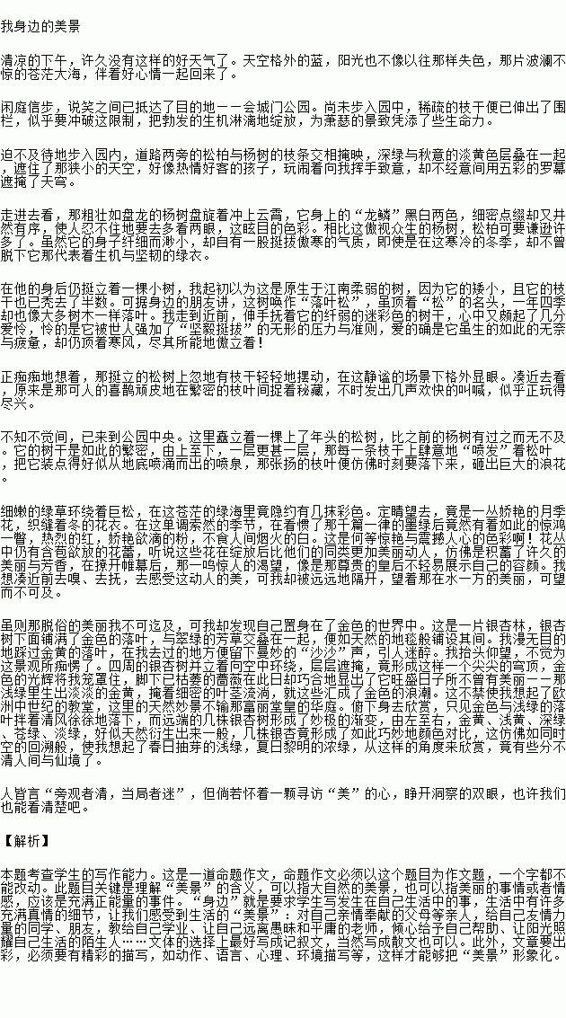 請以風(fēng)景就在身邊為開(kāi)頭寫(xiě)一篇作文